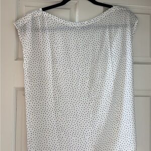 LOFT Petite White Blouse with Black Dots